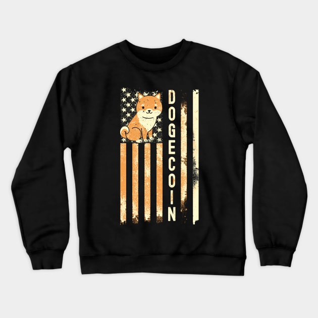 Dogecoin Doge HODL To the Moon Cryptocurrency Crypto Flag Crewneck Sweatshirt by Etopix